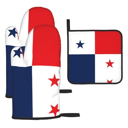 Ofenhandschuhe, Topflappen-Set, Motiv: Flagge von Panama, verbrühungssichere Mikrowellen-Ofenhandschuhe mit dem Komfort zum Öffnen von Topfdeckeln Ofenhandschuhe, Topflappen-Set, Motiv: Flagge von Panama, verbrühungssichere Mikrowellen-Ofenhandschuhe mit dem Komfort zum Öffnen von Topfdeckeln von SamLng