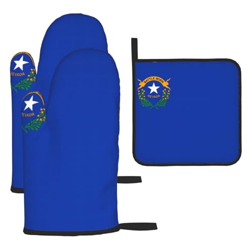 Ofenhandschuhe, Topflappen-Set, Motiv: Nevada-Flagge, verbrühungssichere Mikrowellen-Ofenhandschuhe mit dem Komfort zum Öffnen von Topfdeckeln Ofenhandschuhe, Topflappen-Set, Motiv: Nevada-Flagge, verbrühungssichere Mikrowellen-Ofenhandschuhe mit dem Komfort zum Öffnen von Topfdeckeln von SamLng