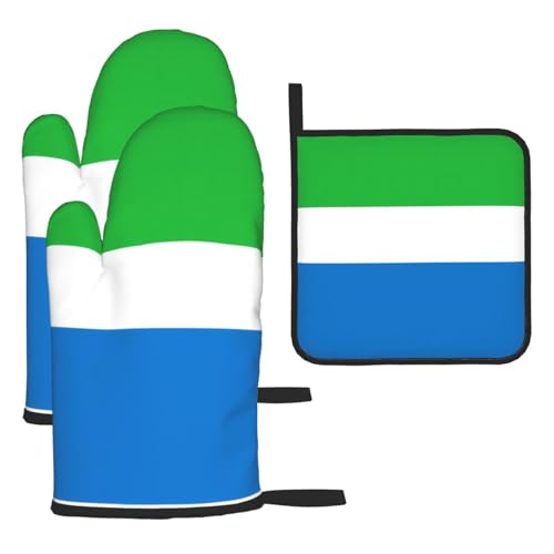 Ofenhandschuhe, Topflappen-Set, Motiv: Sierra Leone Flagge, verbrühungssichere Mikrowellen-Ofenhandschuhe mit dem Komfort zum Öffnen von Topfdeckeln Ofenhandschuhe, Topflappen-Set, Motiv: Sierra Leone Flagge, verbrühungssichere Mikrowellen-Ofenhandschuhe mit dem Komfort zum Öffnen von Topfdeckeln von SamLng