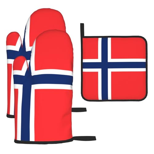 Ofenhandschuhe, Topflappen-Set, Norwegische Flagge, verbrühungssichere Mikrowellen-Ofenhandschuhe mit dem Komfort zum Öffnen von Topfdeckeln Ofenhandschuhe, Topflappen-Set, Norwegische Flagge, verbrühungssichere Mikrowellen-Ofenhandschuhe mit dem Komfort zum Öffnen von Topfdeckeln von SamLng