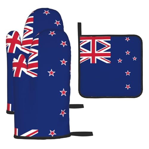 Ofenhandschuhe, Topflappen-Set, neuseeländische Flagge, verbrühungssichere Mikrowellen-Ofenhandschuhe mit dem Komfort zum Öffnen von Topfdeckeln Ofenhandschuhe, Topflappen-Set, neuseeländische Flagge, verbrühungssichere Mikrowellen-Ofenhandschuhe mit dem Komfort zum Öffnen von Topfdeckeln von SamLng