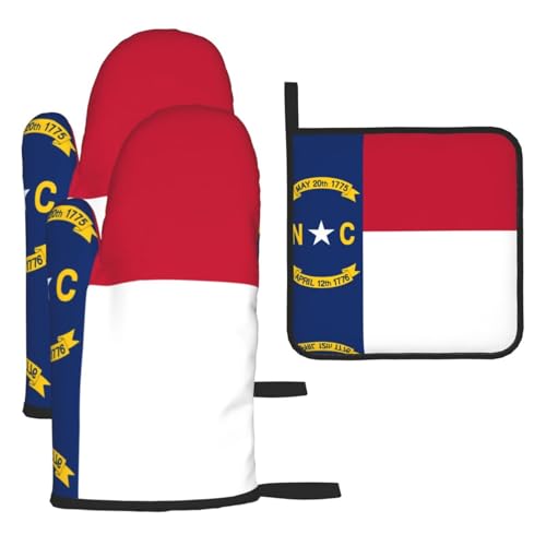 Ofenhandschuhe, Topflappen-Set mit Nord-Dakota-Flagge, verbrühungssichere Mikrowellen-Ofenhandschuhe mit dem Komfort zum Öffnen von Topfdeckeln Ofenhandschuhe, Topflappen-Set mit Nord-Dakota-Flagge, verbrühungssichere Mikrowellen-Ofenhandschuhe mit dem Komfort zum Öffnen von Topfdeckeln von SamLng