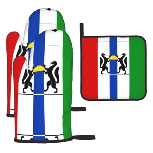 Ofenhandschuhe, Topflappen-Set mit Nowosibirsk-Flagge, verbrühungssichere Mikrowellen-Ofenhandschuhe mit dem Komfort zum Öffnen von Topfdeckeln Ofenhandschuhe, Topflappen-Set mit Nowosibirsk-Flagge, verbrühungssichere Mikrowellen-Ofenhandschuhe mit dem Komfort zum Öffnen von Topfdeckeln von SamLng