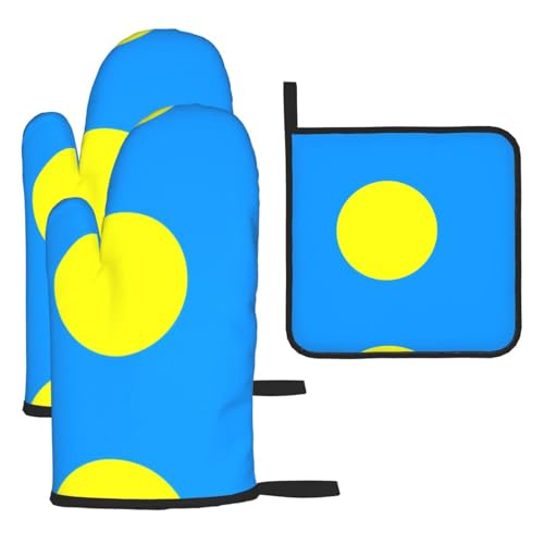 Ofenhandschuhe, Topflappen-Set mit Palauan-Flagge, verbrühungssichere Mikrowellen-Ofenhandschuhe mit dem Komfort zum Öffnen von Topfdeckeln Ofenhandschuhe, Topflappen-Set mit Palauan-Flagge, verbrühungssichere Mikrowellen-Ofenhandschuhe mit dem Komfort zum Öffnen von Topfdeckeln von SamLng