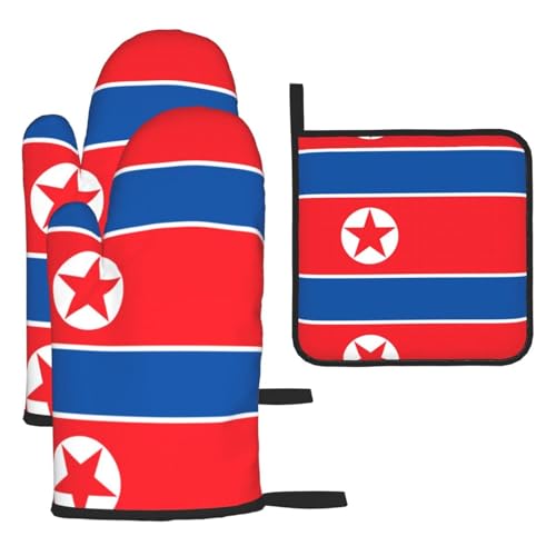 Ofenhandschuhe, Topflappen-Set mit koreanischer Flagge, verbrühungssichere Mikrowellen-Ofenhandschuhe mit dem Komfort zum Öffnen von Topfdeckeln von SamLng