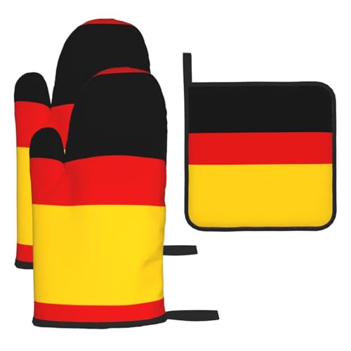 Ofenhandschuhe, Topflappen-Sets mit deutscher Flagge, verbrühungssichere Mikrowellen-Ofenhandschuhe mit dem Komfort zum Öffnen von Topfdeckeln Ofenhandschuhe, Topflappen-Sets mit deutscher Flagge, verbrühungssichere Mikrowellen-Ofenhandschuhe mit dem Komfort zum Öffnen von Topfdeckeln von SamLng