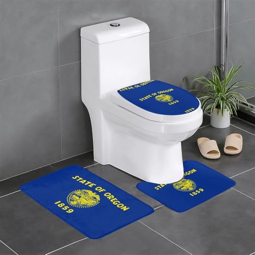 Oregon 3-teiliges Badteppich-Set mit Staatsflagge, saugfähige Badezimmermatten, Badewannen-Duschmatten, ideal für Schminktische und Ferienhäuser Oregon 3-teiliges Badteppich-Set mit Staatsflagge, saugfähige Badezimmermatten, Badewannen-Duschmatten, ideal für Schminktische und Ferienhäuser von SamLng