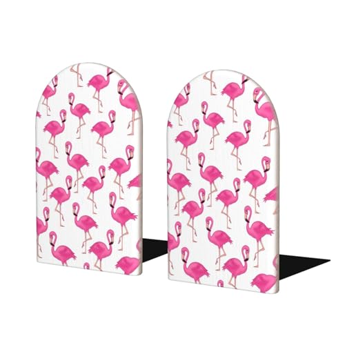 Pink Flamingo Buchstützen aus Holz - perfekte Buchhalter mit schützender Aufbewahrung für Ihre Bücher, Tagebücher, DVDs und Dokumente von SamLng