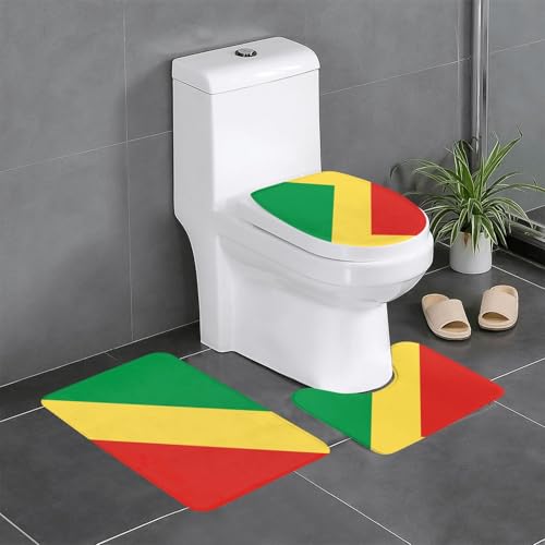 Republik Kongo 3-teiliges Badteppich-Set – saugfähige Badezimmermatten, Badewannen-Duschmatten – ideal für Schminktische & Ferienhäuser von SamLng