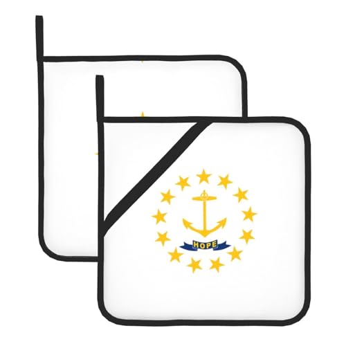 Rhode Island Topflappen-Sets mit Staatsflagge – hitzebeständige Topflappen zum Backen, Grillen, Handhabung zu Hause – praktische Verwendung in der Küche von SamLng