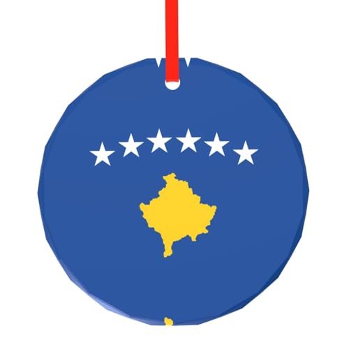 Runder Glasanhänger mit Flagge des Kosovo, Weihnachtsbaumschmuck, perfekt für Halloween, Feiertagsfeiern Runder Glasanhänger mit Flagge des Kosovo, Weihnachtsbaumschmuck, perfekt für Halloween, Feiertagsfeiern von SamLng