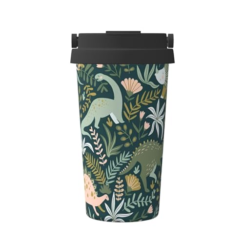 SamLng Isolierter Kaffeebecher mit süßem Dinosaurier-Tragegriff, Reisebecher, hohe Kapazität, für Zuhause, Büro und unterwegs von SamLng