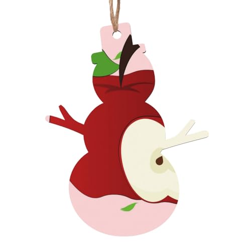 Schneemann-Form, Holzornamente, Cartoon-roter Apfel, hängende Dekorationen für Weihnachtsbaum-Party, ideal für Zuhause, Wände, Türen, Fenster von SamLng