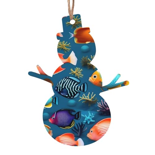Schneemann-Form, Holzornamente, U-Boot-Rifffisch, hängende Dekorationen für Weihnachtsbaum-Party, ideal für Zuhause, Wände, Türen, Fenster Schneemann-Form, Holzornamente, U-Boot-Rifffisch, hängende Dekorationen für Weihnachtsbaum-Party, ideal für Zuhause, Wände, Türen, Fenster von SamLng