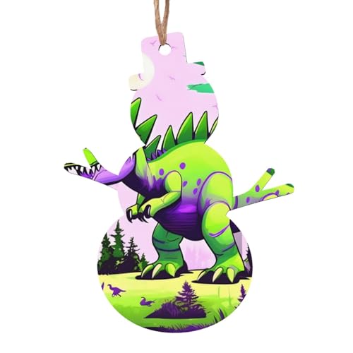 Schneemann-Form, Holzornamente, grüner Dinosaurier, hängende Dekorationen für Weihnachtsbaum-Party, ideal für Zuhause, Wände, Türen, Fenster Schneemann-Form, Holzornamente, grüner Dinosaurier, hängende Dekorationen für Weihnachtsbaum-Party, ideal für Zuhause, Wände, Türen, Fenster von SamLng