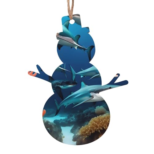 Schneemann-Form aus Holz – U-Boot-Haifisch-Koralle hängende Dekorationen für Weihnachtsbaum-Party – ideal für Zuhause, Wände, Türen, Fenster Schneemann-Form aus Holz – U-Boot-Haifisch-Koralle hängende Dekorationen für Weihnachtsbaum-Party – ideal für Zuhause, Wände, Türen, Fenster von SamLng