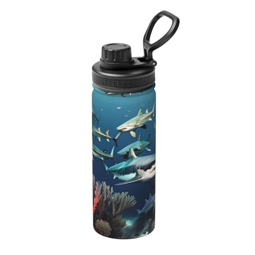 Sharks under the sea 510.3 g Sport Isolierter Wasserkocher - Wasserflasche für heiße und kalte Getränke, perfekt für Reisen, Wandern, Camping Sharks under the sea 510.3 g Sport Isolierter Wasserkocher - Wasserflasche für heiße und kalte Getränke, perfekt für Reisen, Wandern, Camping von SamLng