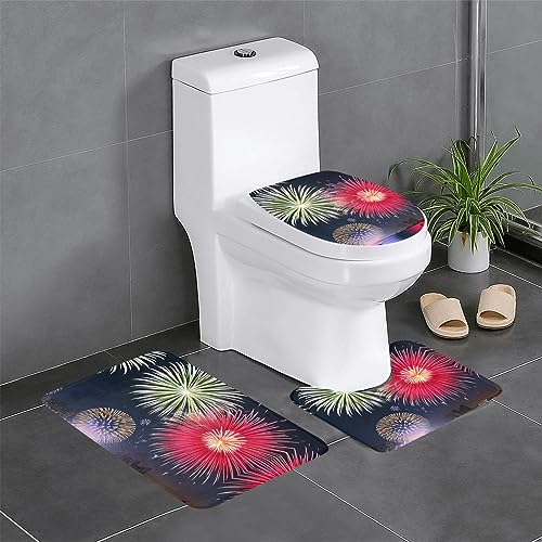 Splendid Fireworks 3-teiliges Badteppich-Set – saugfähige Badezimmermatten, Badewannen-Duschmatten – ideal für Schminktische & Ferienhäuser von SamLng