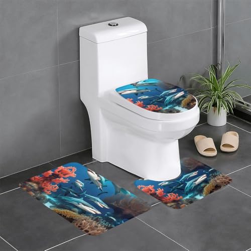 Submarine Shark Coral 3-teiliges Badteppich-Set – saugfähige Badezimmermatten, Badewannen-Duschmatten – ideal für Schminktische & Ferienhäuser Submarine Shark Coral 3-teiliges Badteppich-Set – saugfähige Badezimmermatten, Badewannen-Duschmatten – ideal für Schminktische & Ferienhäuser von SamLng