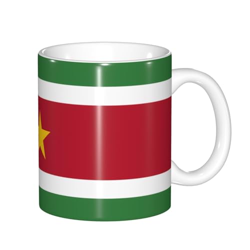 Tasse mit Farbwechsel, Motiv: Flagge von Surinam, wärmeempfindlich, thermochrome Magie, perfekt für Camping, Picknick, drinnen und draußen Tasse mit Farbwechsel, Motiv: Flagge von Surinam, wärmeempfindlich, thermochrome Magie, perfekt für Camping, Picknick, drinnen und draußen von SamLng
