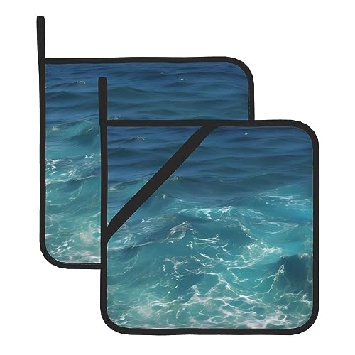 The Deep Ocean Topflappen-Sets – Hitzebeständige Topflappen zum Backen, Grillen, Handhabung zu Hause – Bequeme Verwendung in der Küche von SamLng