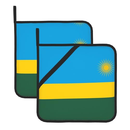 Topflappen-Sets mit Flagge Ruandas – hitzebeständige Topflappen zum Backen, Grillen, Handhabung zu Hause – praktische Verwendung in der Küche Topflappen-Sets mit Flagge Ruandas – hitzebeständige Topflappen zum Backen, Grillen, Handhabung zu Hause – praktische Verwendung in der Küche von SamLng