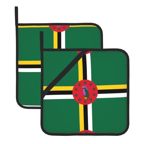 Topflappen-Sets mit Flagge des Commonwealth of Dominica – Hitzebeständige Topflappen zum Backen, Grillen, Handhabung zu Hause – praktische Verwendung in der Küche Topflappen-Sets mit Flagge des Commonwealth of Dominica – Hitzebeständige Topflappen zum Backen, Grillen, Handhabung zu Hause – praktische Verwendung in der Küche von SamLng