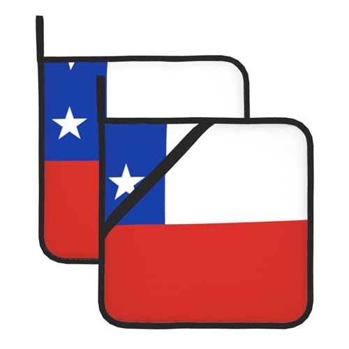 Topflappen-Sets mit Flagge von Chile – hitzebeständige Topflappen zum Backen, Grillen, Handhabung zu Hause – praktische Verwendung in der Küche von SamLng