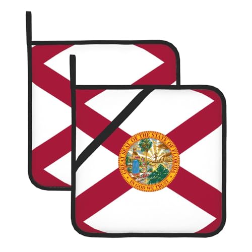 Topflappen-Sets mit Flagge von Florida – Hitzebeständige Topflappen zum Backen, Grillen, Handhabung zu Hause – praktische Verwendung in der Küche Topflappen-Sets mit Flagge von Florida – Hitzebeständige Topflappen zum Backen, Grillen, Handhabung zu Hause – praktische Verwendung in der Küche von SamLng