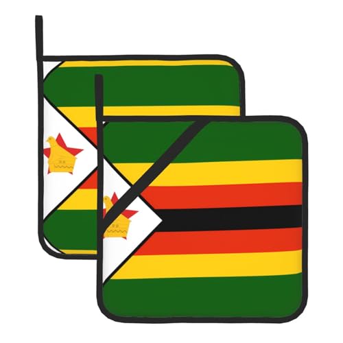 Topflappen-Sets mit Flagge von Simbabwe, hitzebeständige Topflappen zum Backen, Grillen, Umgang zu Hause – praktische Verwendung in der Küche Topflappen-Sets mit Flagge von Simbabwe, hitzebeständige Topflappen zum Backen, Grillen, Umgang zu Hause – praktische Verwendung in der Küche von SamLng