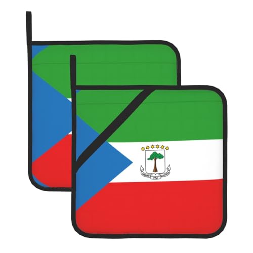 Topflappen mit Flagge von Äquatorialguinea, hitzebeständige Topflappen zum Backen, Grillen, Handhabung zu Hause – praktische Verwendung in der Küche Topflappen mit Flagge von Äquatorialguinea, hitzebeständige Topflappen zum Backen, Grillen, Handhabung zu Hause – praktische Verwendung in der Küche von SamLng