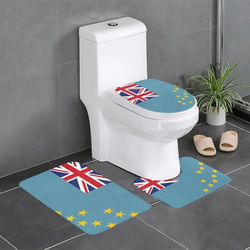 Tuvalu 3-teiliges Badteppich-Set, saugfähige Badezimmermatten, Badewannen-Duschmatten, ideal für Schminktische und Ferienhäuser Tuvalu 3-teiliges Badteppich-Set, saugfähige Badezimmermatten, Badewannen-Duschmatten, ideal für Schminktische und Ferienhäuser von SamLng
