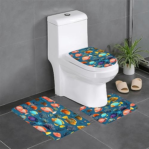 U-Boot-Rifffisch, 3-teiliges Badteppich-Set, saugfähige Badezimmermatten, Badewannen-Duschmatten – ideal für Schminktische und Ferienhäuser von SamLng