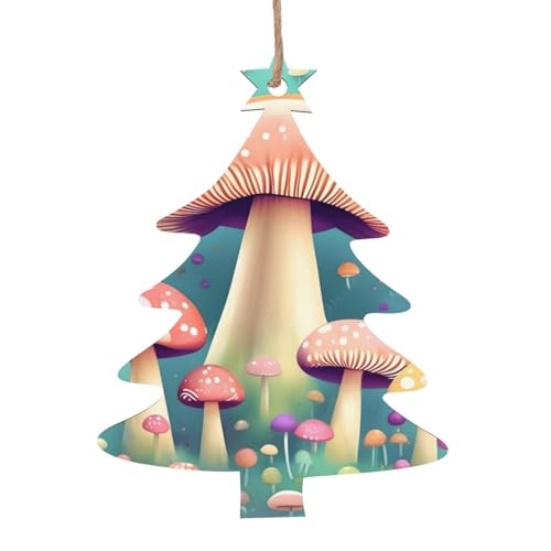 Weihnachtsbaum-Form, Holzornamente, hübsche kleine Pilze, hängende Dekorationen für Weihnachtsbaum-Party, ideal für Zuhause, Wände, Türen, Fenster Weihnachtsbaum-Form, Holzornamente, hübsche kleine Pilze, hängende Dekorationen für Weihnachtsbaum-Party, ideal für Zuhause, Wände, Türen, Fenster von SamLng