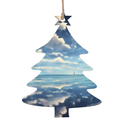 Weihnachtsbaum-Form, Holzornamente, weiße Wolken über dem Meer, hängende Dekorationen für Weihnachtsbaum-Party, ideal für Zuhause, Wände, Türen, Fenster Weihnachtsbaum-Form, Holzornamente, weiße Wolken über dem Meer, hängende Dekorationen für Weihnachtsbaum-Party, ideal für Zuhause, Wände, Türen, Fenster von SamLng