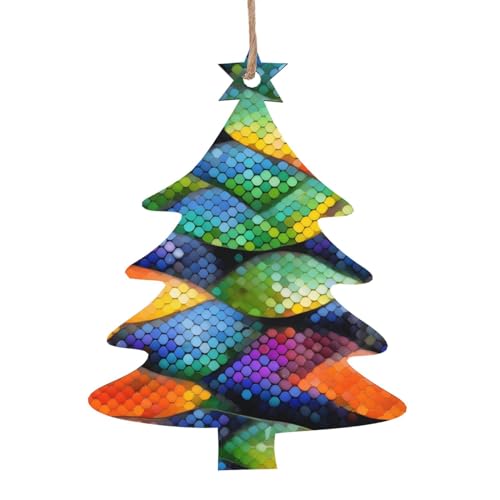 Weihnachtsbaum-Form aus Holz – Regenbogenfischschuppen-Hängedekorationen für Weihnachtsbaum-Party – ideal für Zuhause, Wände, Türen, Fenster von SamLng