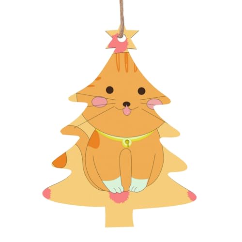 Weihnachtsbaum-Form aus Holz – niedliche Cartoon-Kätzchen-Hängedekorationen für Weihnachtsbaum-Party – ideal für Zuhause, Wände, Türen, Fenster Weihnachtsbaum-Form aus Holz – niedliche Cartoon-Kätzchen-Hängedekorationen für Weihnachtsbaum-Party – ideal für Zuhause, Wände, Türen, Fenster von SamLng
