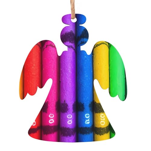 Weihnachtsschmuck aus Holz in Engelform, farbige Buntstifte, hängende Dekorationen für Weihnachtsbaumparty, ideal für Zuhause, Wände, Türen, Fenster von SamLng