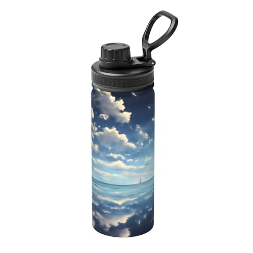 Weiße Wolken über dem Meer, 530 ml, isolierter Wasserkocher für heiße und kalte Getränke, perfekt für Reisen, Wandern, Camping Weiße Wolken über dem Meer, 530 ml, isolierter Wasserkocher für heiße und kalte Getränke, perfekt für Reisen, Wandern, Camping von SamLng