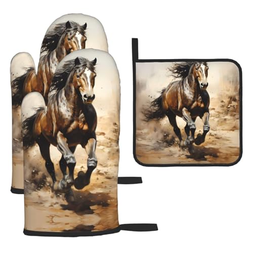 Western Horse Ofenhandschuhe, Topflappen-Set, verbrühungssichere Mikrowellen-Ofenhandschuhe mit dem Komfort zum Öffnen von Topfdeckeln, 3 Stück Western Horse Ofenhandschuhe, Topflappen-Set, verbrühungssichere Mikrowellen-Ofenhandschuhe mit dem Komfort zum Öffnen von Topfdeckeln, 3 Stück von SamLng