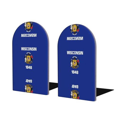 Wisconsin Buchstützen mit Staatsflagge aus Holz – perfekte Buchhalter mit schützender Aufbewahrung für Ihre Bücher, Zeitschriften, DVDs und Dokumente Wisconsin Buchstützen mit Staatsflagge aus Holz – perfekte Buchhalter mit schützender Aufbewahrung für Ihre Bücher, Zeitschriften, DVDs und Dokumente von SamLng