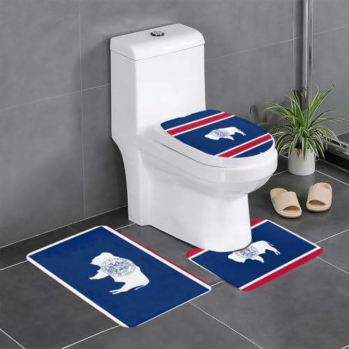 Wyoming 3-teiliges Badteppich-Set mit Staatsflagge, saugfähige Badezimmermatten, Badewannen-Duschmatten, ideal für Schminktische und Ferienhäuser Wyoming 3-teiliges Badteppich-Set mit Staatsflagge, saugfähige Badezimmermatten, Badewannen-Duschmatten, ideal für Schminktische und Ferienhäuser von SamLng