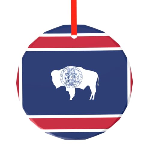 Wyoming State Flag Round Glass Pendant - Christmas Tree Hanging Decorations Pendant Perfect for Halloween, Holiday Parties Wyoming State Flag Round Glass Pendant - Christmas Tree Hanging Decorations Pendant Perfect for Halloween, Holiday Parties von SamLng