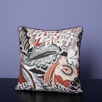 Dekokissen 40 X cm Stoff Baumwollstoff Floral Abstrakt Rückseite Schwarzer Samt von SamaManufaktur