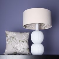 Lampenschirm Samt Creme Weiss - Florales Magnolien-Muster Landhaus & Japandi Stil von SamaManufaktur