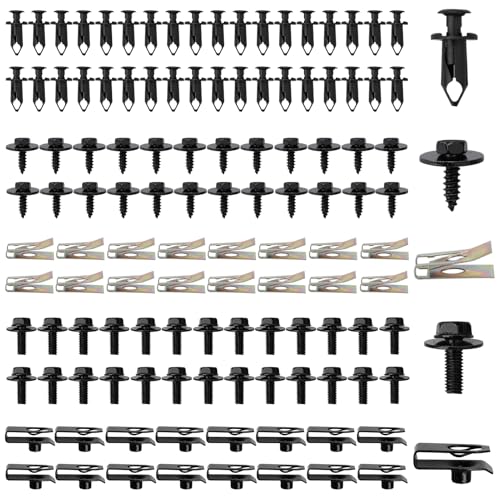125 Stück Blechmutter Schraube Mutter Clip Kit,Auto Body Undertray Fender Schrauben,U Typ Karosserieschrauben,Kotflügelclip Blechmuttern Befestigung Clips für Auto,Gewinde Clip Mutter Blechschrauben von Samamoca