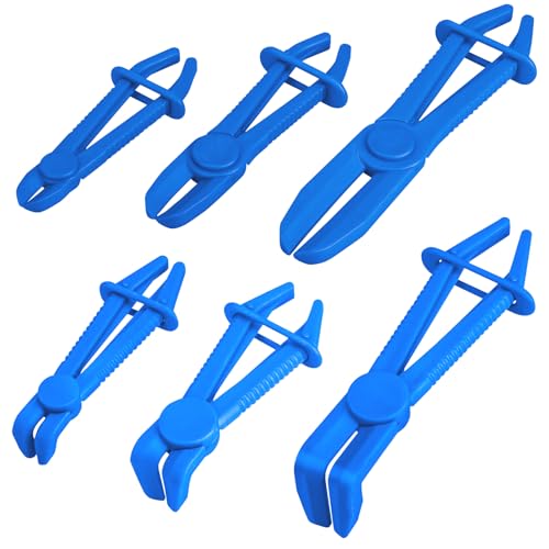 6-teiliges Schlauchklemmenzangen Set in 3 Größen, Schlauchschellen Zange und Schlauch Abklemmzange für Kraftstoffschläuche, Kühlschläuche, Bremsschläuche, Autoschläuche – Ideal für KFZ Wartung-Blau von Samamoca