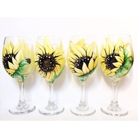 2 Handbemalte Sonnenblumen Weingläser | 20Oz 2 Handbemalte Sonnenblumen Weingläser | 20Oz von SamanthaMarieArt