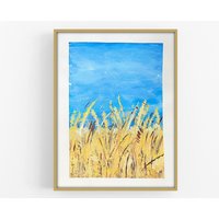 Palouse Weizenfelder - 9 "x12" Zoll Auf Papier Original Abstraktes Acrylbild von SamanthaRossStudio