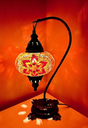 Samarkand - Lights Mosaik - Stehlampe L Tischlampe orientalische türkische marokkanische Mosaiklampe Orange-Rot Stern von Samarkand - Lights